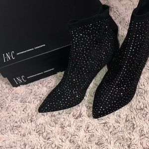 INC Black & Sparkly Sock Heels/Booties